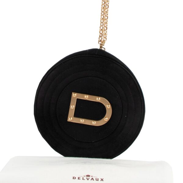Delvaux Round Black Suede Clutch