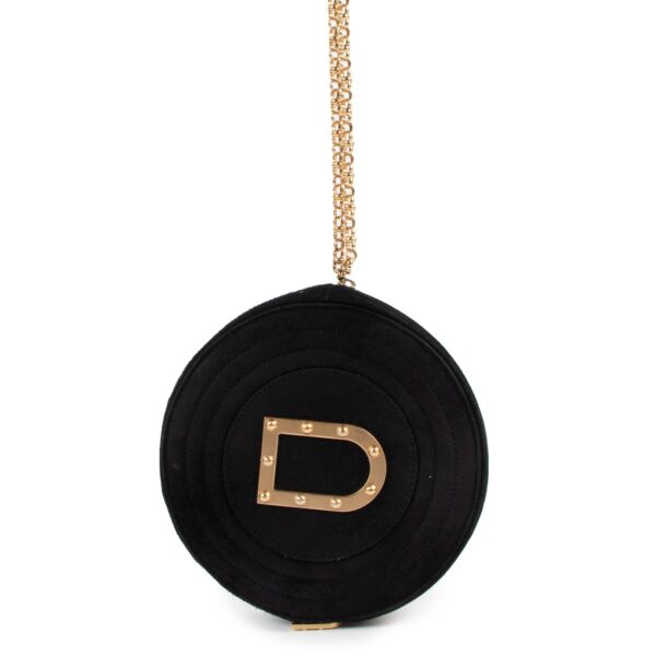 Delvaux Round Black Suede Clutch