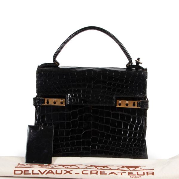 Delvaux Black Croco Tempete Top handle