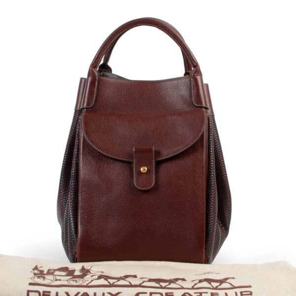 Delvaux Burgundy Toile De Cuir Belon Bag