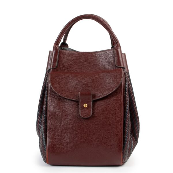 Delvaux Burgundy Toile De Cuir Belon Bag