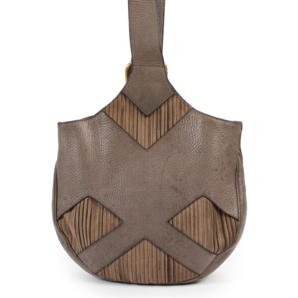 Delvaux Taupe Toile De Cuir Shoulder Bag