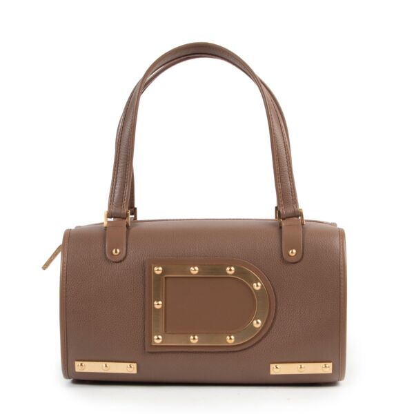 Shop safe online authentic Delvaux Brown Astrid Top Handle Bag in very good condition.