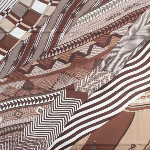 Hermès Brown Coupons Indiens Silk Scarf