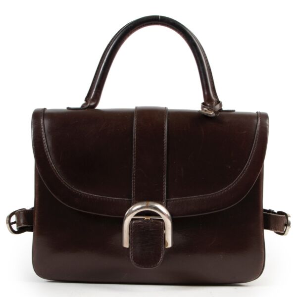 Shop safe online authentic second Hand Delvaux Brown Brillant Top Handle Bag. 
