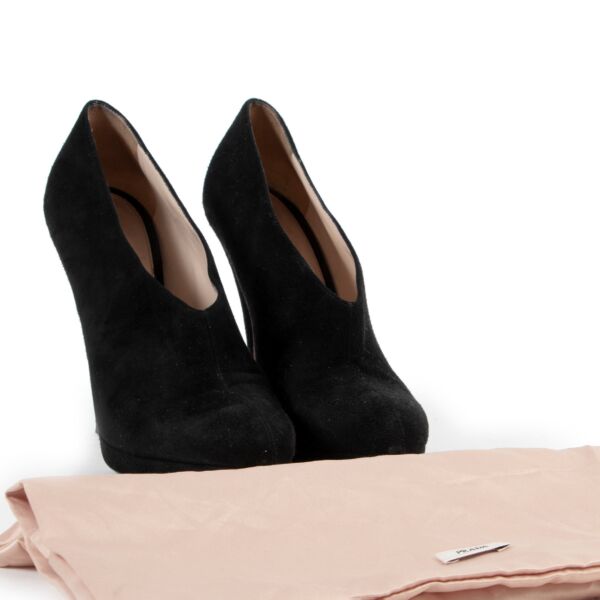 Prada Black Suede Booties - Size 38