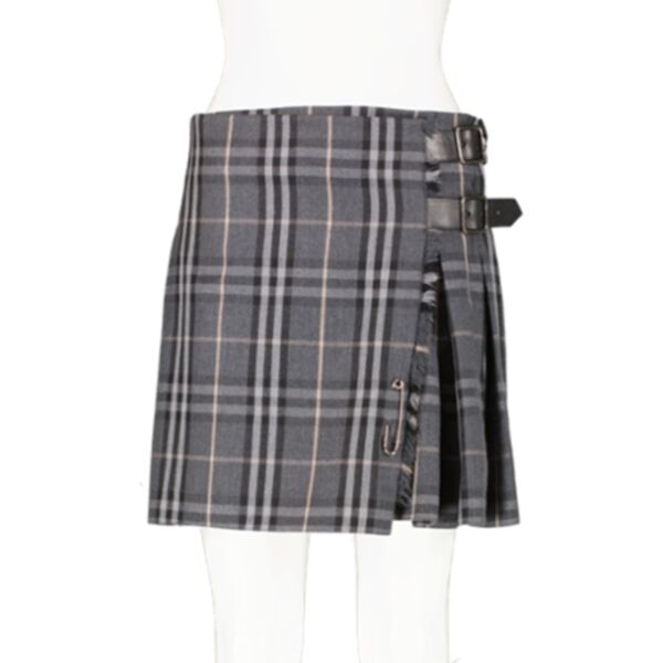 Burberry London Pleated Checked Wool Kilt Skirt