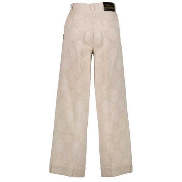Gucci Cream Maxi GG Trousers - Size 36