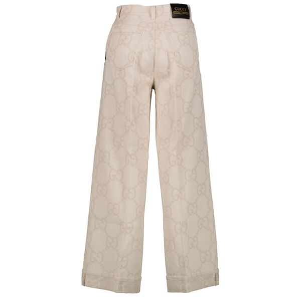 Gucci Cream Maxi GG Trousers - Size 26