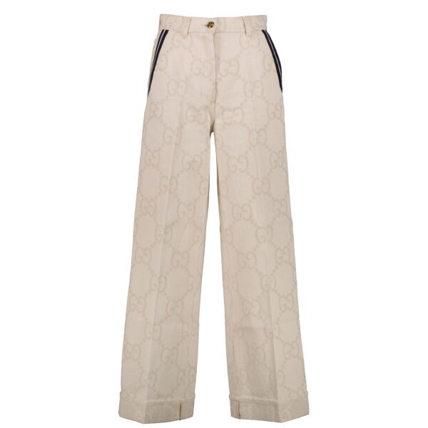 Gucci Cream Maxi GG Trousers