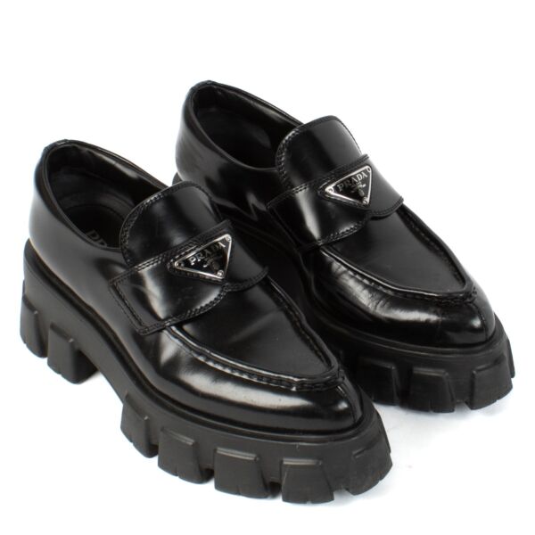 Prada Black Platform Monolith Loafers - Size 38