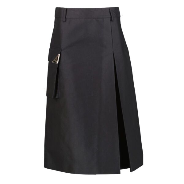 Prada Black Re-Nylon Logo Midi Cargo Skirt - Size IT40