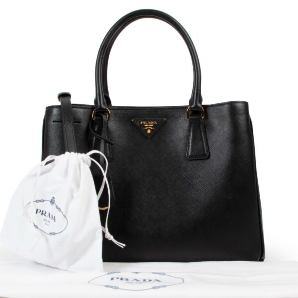 Prada Black Saffiano Lux Medium Shopper Tote Bag