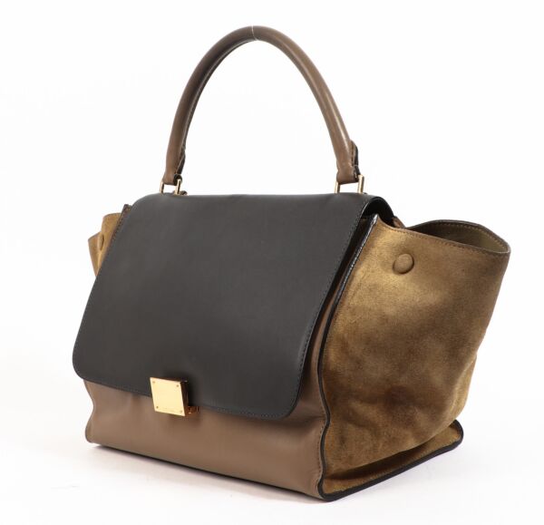 Celine Grey & Beige Medium Trapeze Shoulder Bag