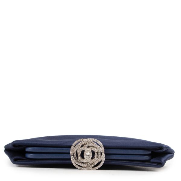 Chanel Blue Crystal Camelia Clutch