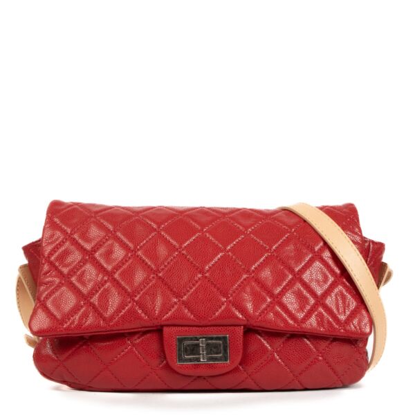Chanel 2.55 Red Caviar Leather Flap Bag