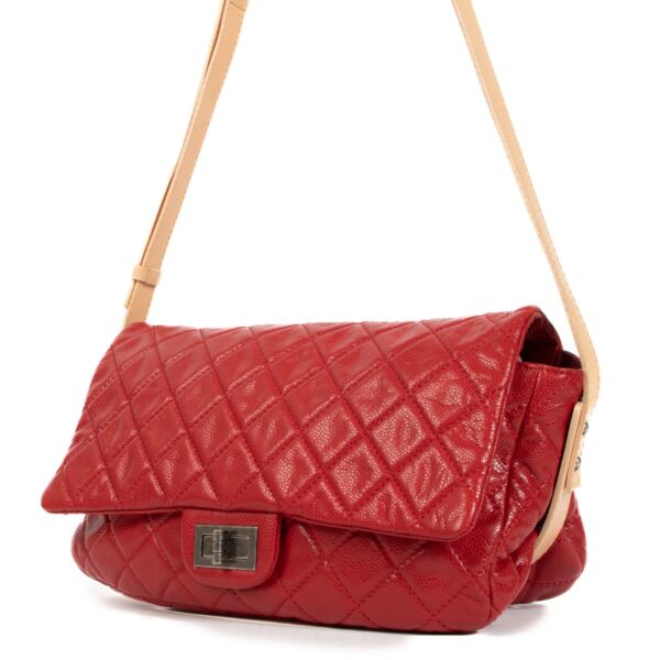 Chanel 2.55 Red Caviar Leather Flap Bag