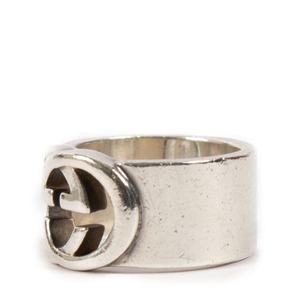 Gucci Sterling Silver Interlocking GG Ring - Size 50
