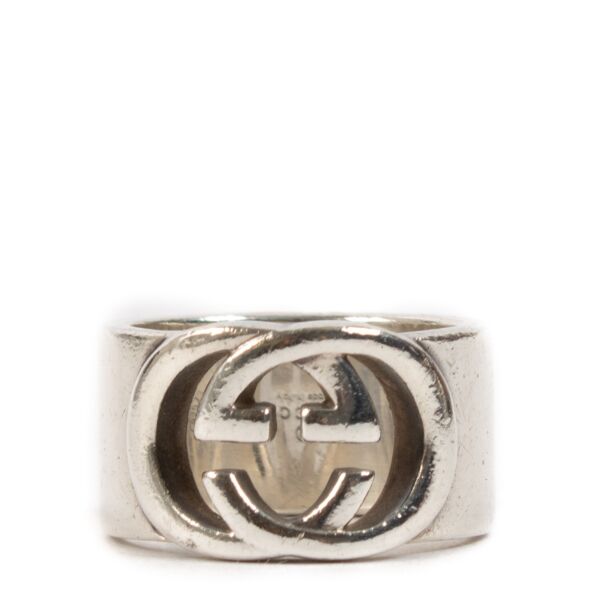 Gucci Sterling Silver Interlocking GG Ring - Size 50
