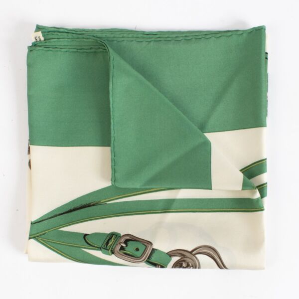 Authentic Preloved Hermès 90 Scarf Bride De Gala Green on labellov.com