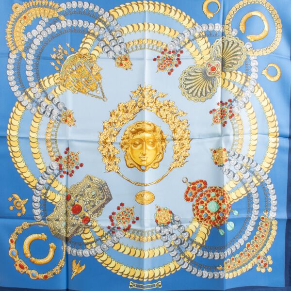 Hermès Blue Silk Kosmima 90 Scarf