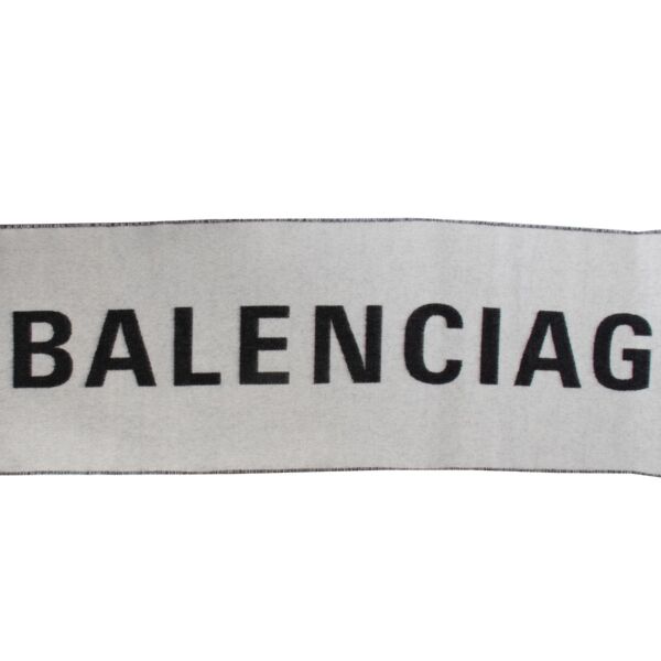 Balenciaga White Huge Logo Wool Scarf