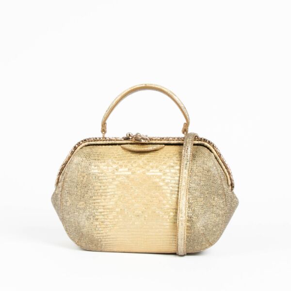 Bulgari Gold Lizard Serpenti Top Handle Bag