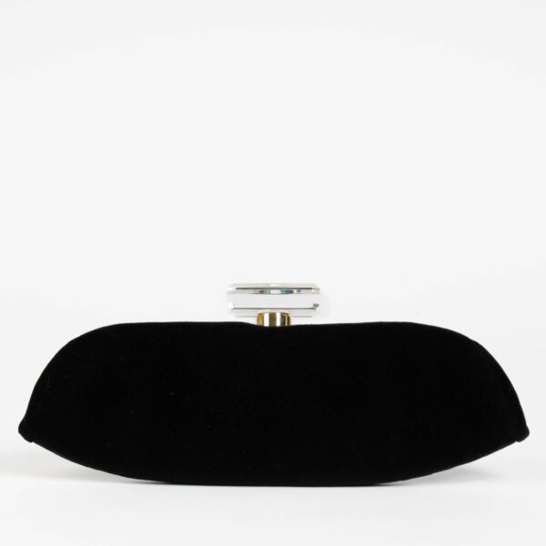100% authentic Chanel Black Velvet/Leather/Plexiglass Clutch at Labellov.com