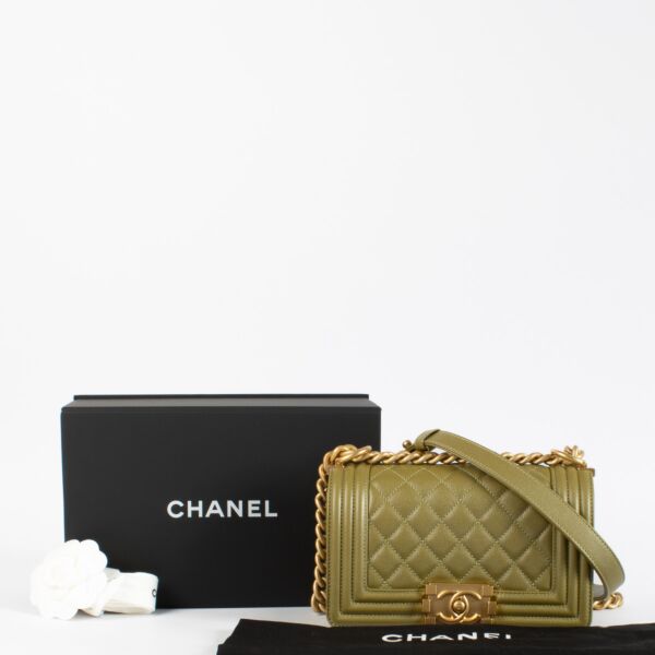 Chanel Green Caviar Small Chanel Boy Bag
