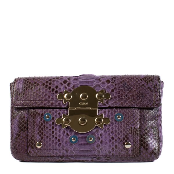 Chloé Purple Python Clutch Bag