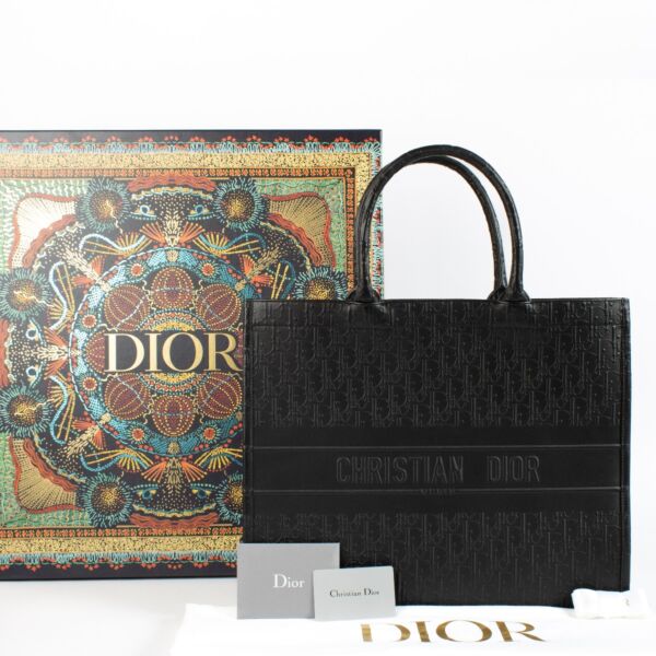 Dior Black Oblique Leather Large Book Tote