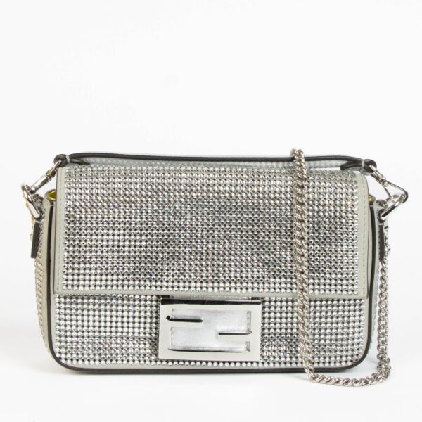 Shop this 100% authentic Fendi Silver Crystal Mini Baguette Bag at Labellov.com