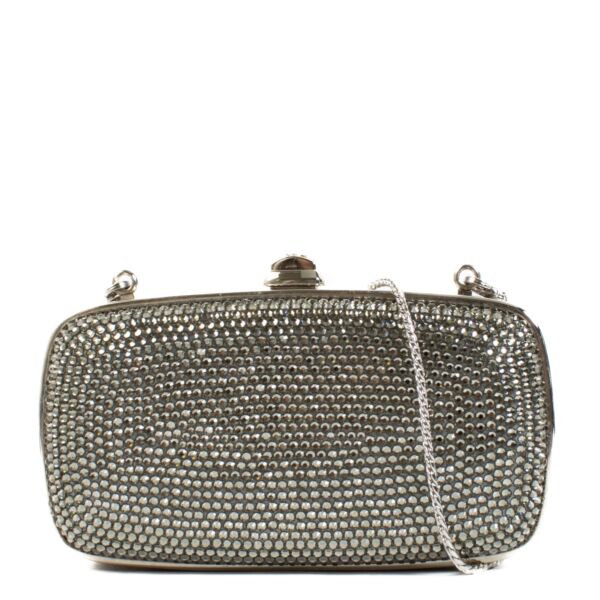 Authentic second hand Judith Leiber Silver Crystal Chain Clutch on Labellov.com