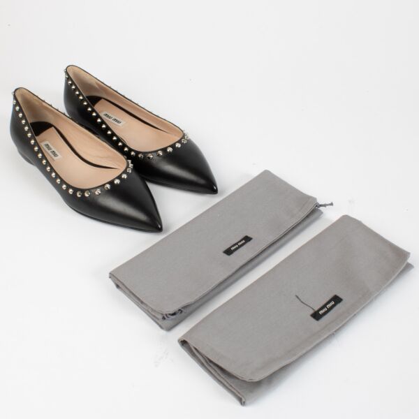 Miu Miu Black Studded Flats - size 37,5