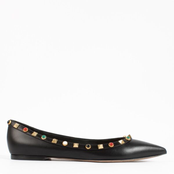 Valentino Garavani Black Studded Ballerina Flats - size 38