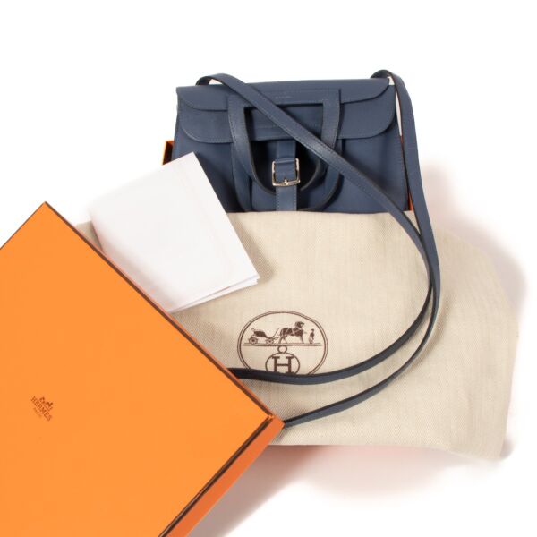 Hermès Halzan Mini Bleu de Prusse Swift PHW
