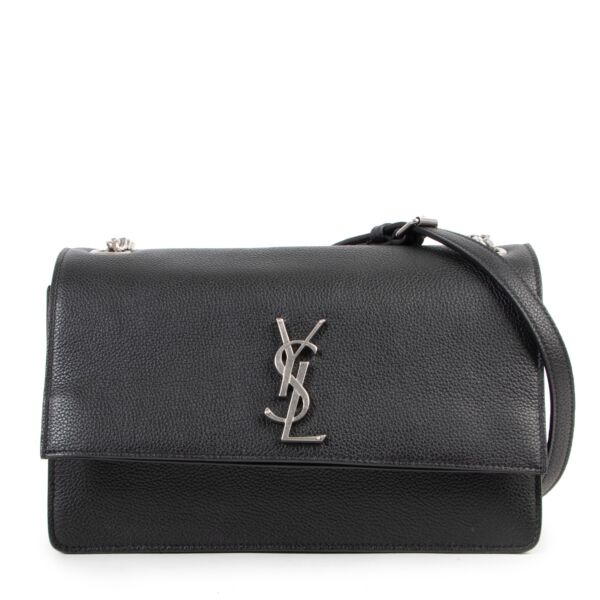 Saint Laurent Black Leather Sunset Crossbody Bag