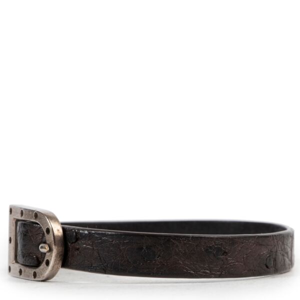 Delvaux Black Ostrich Leather Bracelet
