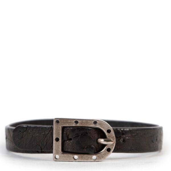 Delvaux Black Ostrich Leather Bracelet