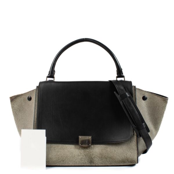 Celine Grey Pony Hair Medium Trapeze Bag