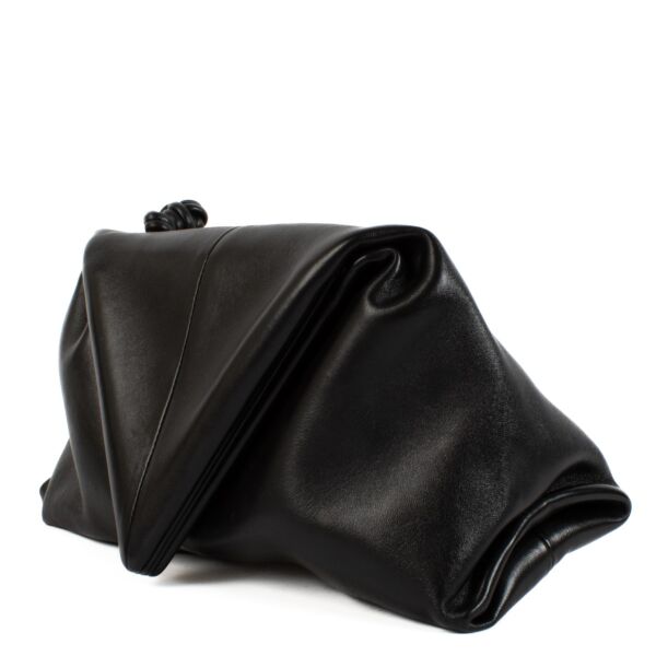 Bottega Veneta Black Leather Trine Angular Envelope Clutch Bag