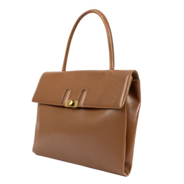 Delvaux Camel Leather 1960s Handbag