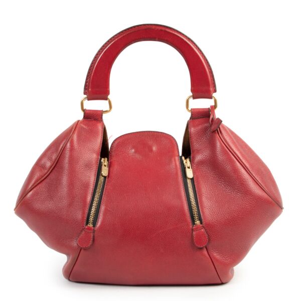 Delvaux Red Zipper Detail top handle bag