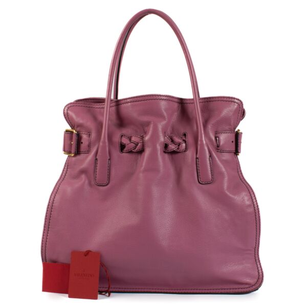 Valentino Garavani Purple Leather Top Handle Bag
