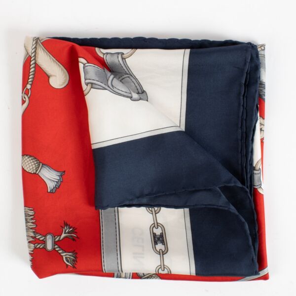 authentic preloved Celine Multicolor Red Scarf on Labellov.com