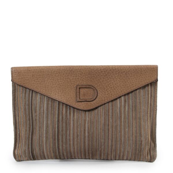 Delvaux Brown Toile De Cuir Clutch