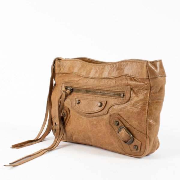 Balenciaga Kraft Brown Arena Classic City Pouch