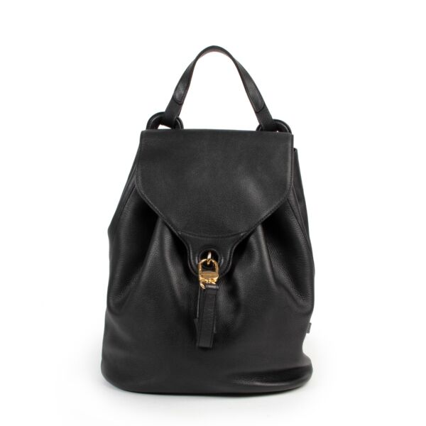Buy in very good condition a Delvaux Black Leather Backpack.