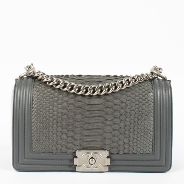 shop 100% authentic second hand Chanel Grey Python Medium Boy Bag on Labellov.com