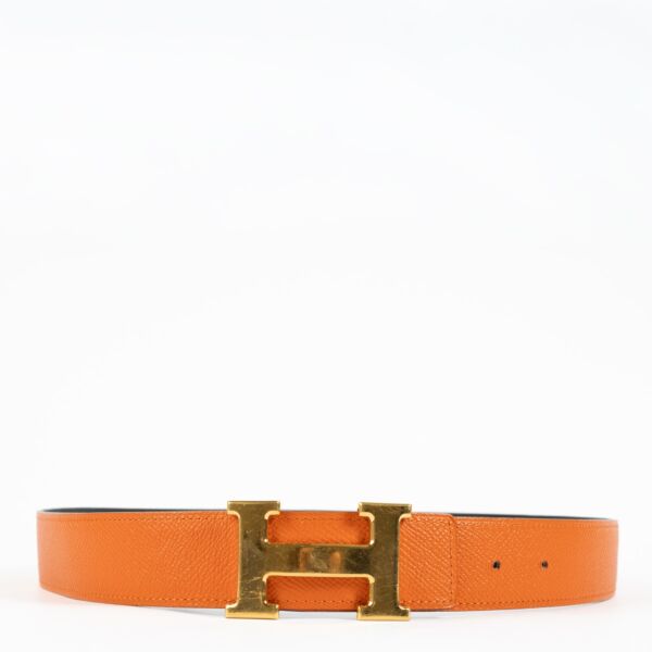 Hermès Feu/Noir Epsom/Swift H Buckle Belt - size 85